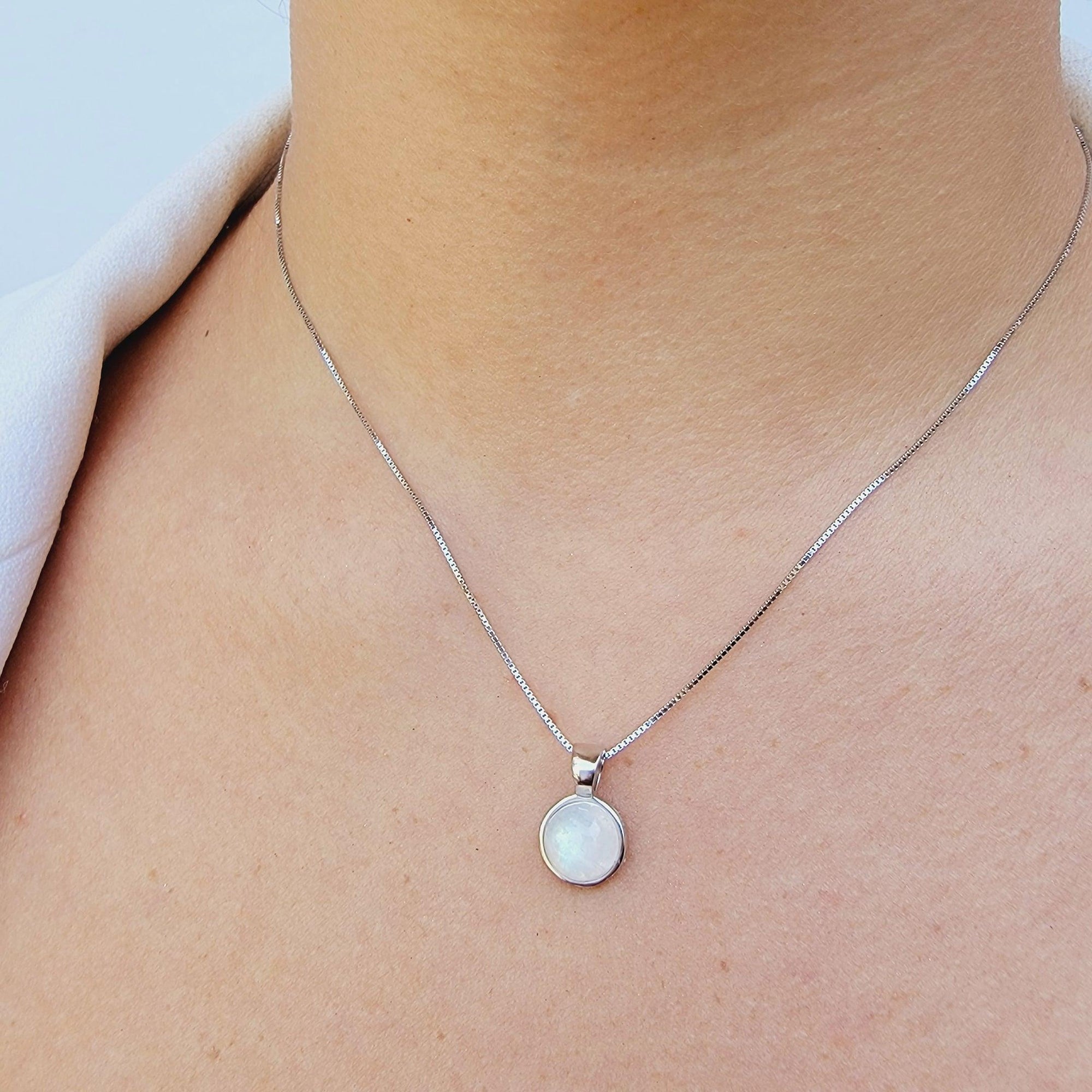 Real Moonstone Bezel Necklace - Uniquelan Jewelry