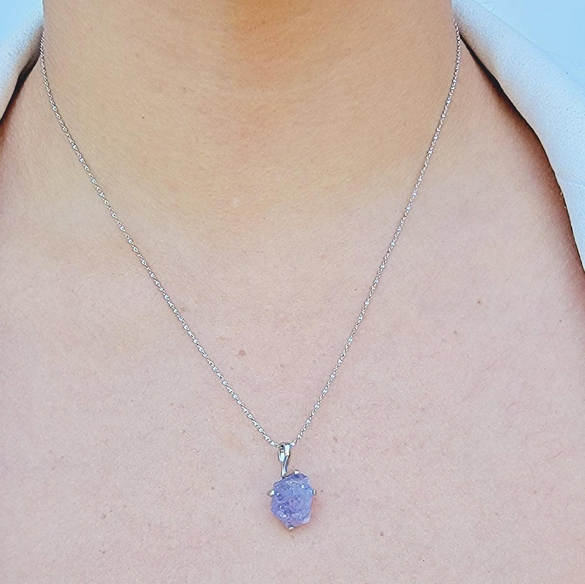 Genuine Raw Tanzanite Pendant Necklace - Uniquelan Jewelry