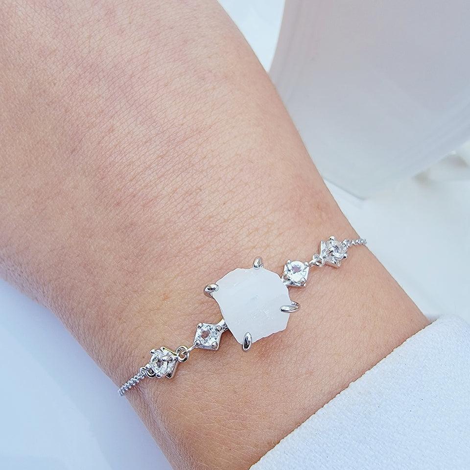 Raw Moonstone Ring Bracelet Set - Uniquelan Jewelry