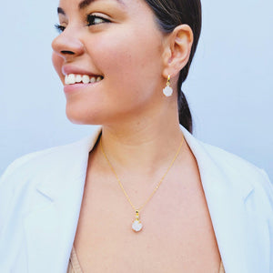 Raw Moonstone Drop Earrings - Uniquelan Jewelry