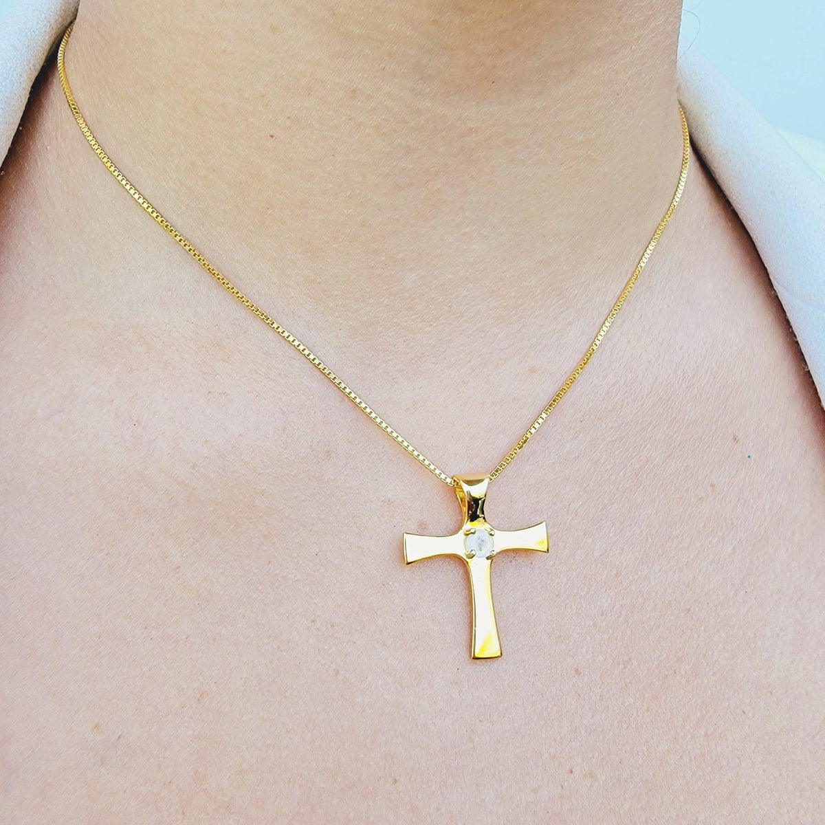 Real Moonstone Cross Necklace - Uniquelan Jewelry