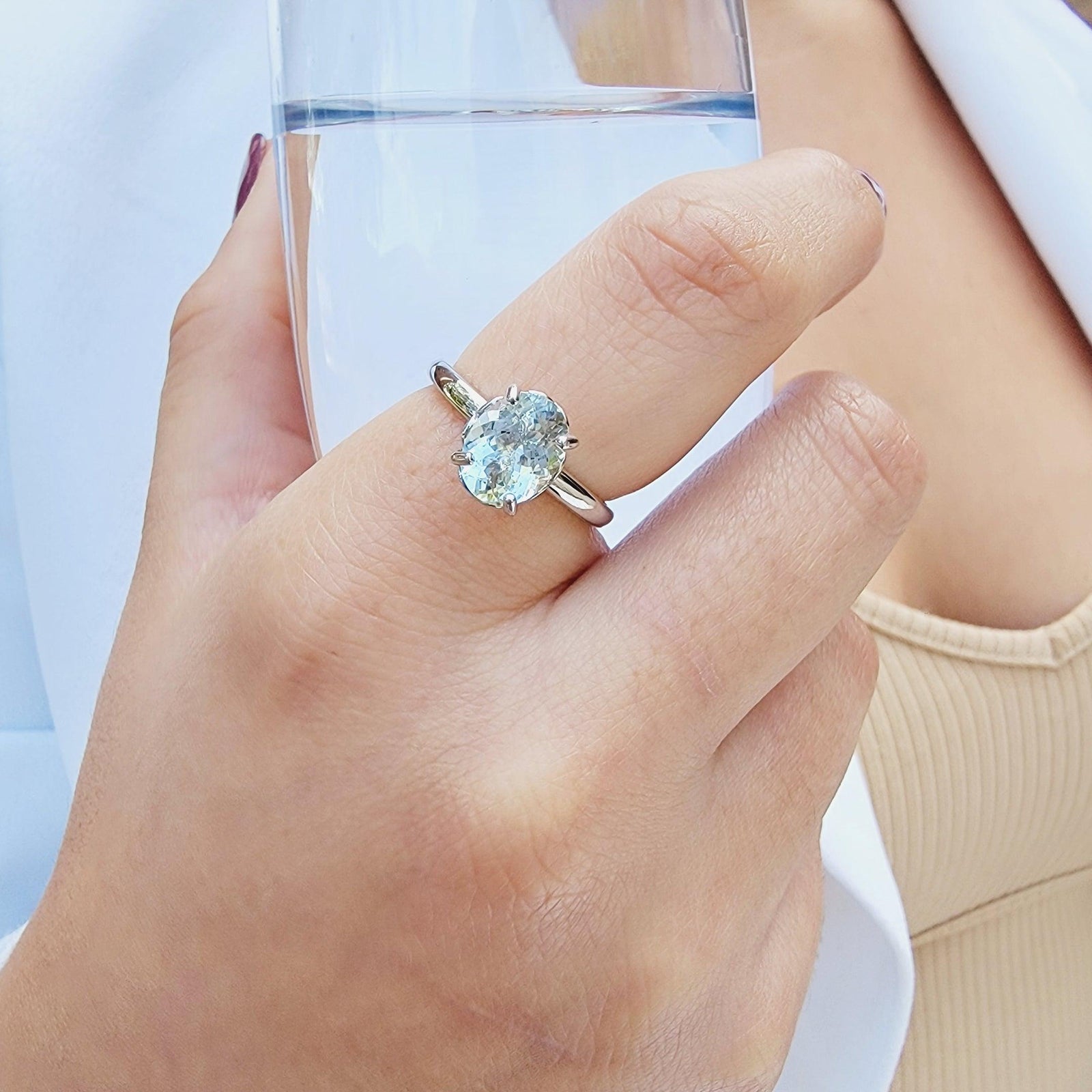 Natural Aquamarine Heart Ring - Uniquelan Jewelry