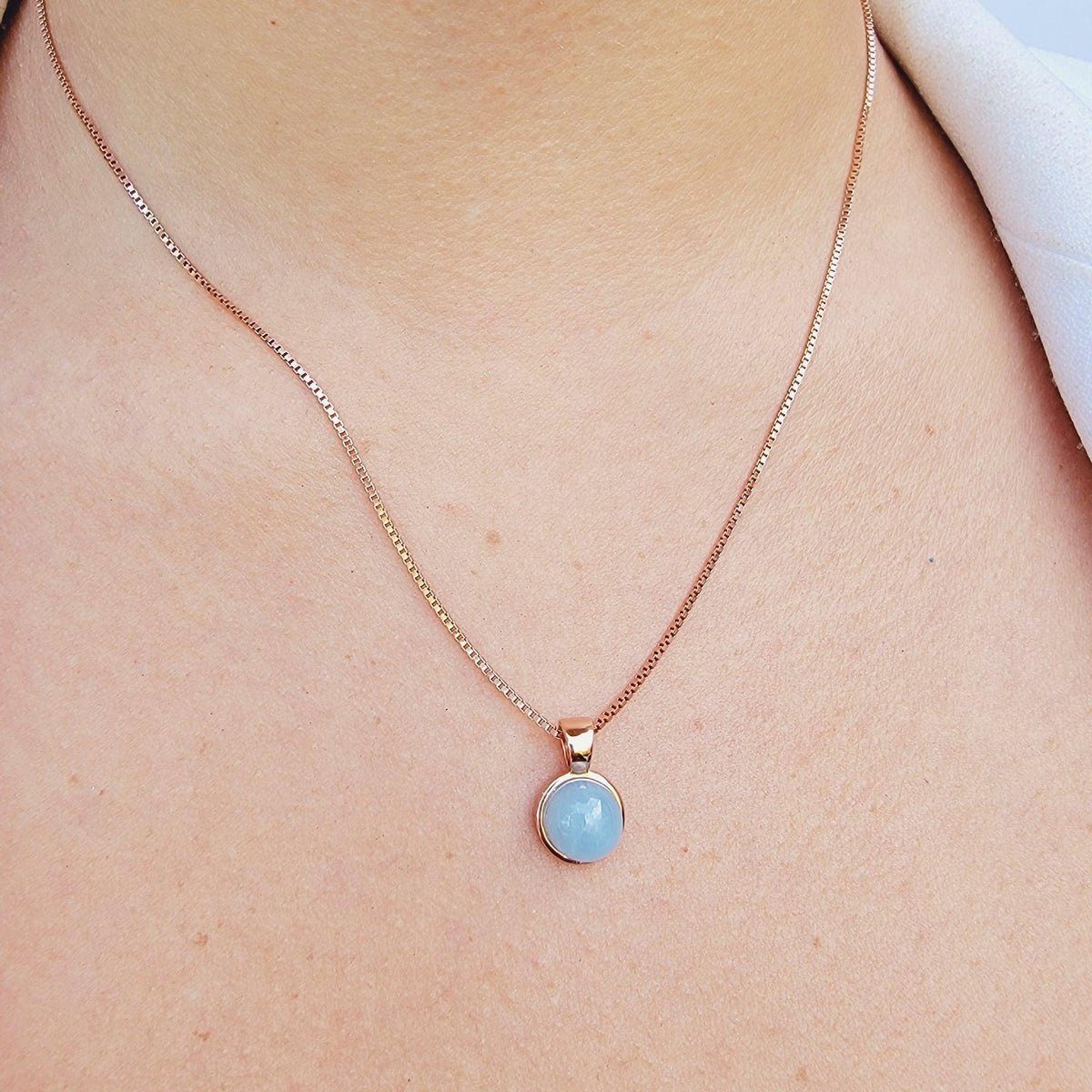 Real Aquamarine Bezel Necklace - Uniquelan Jewelry