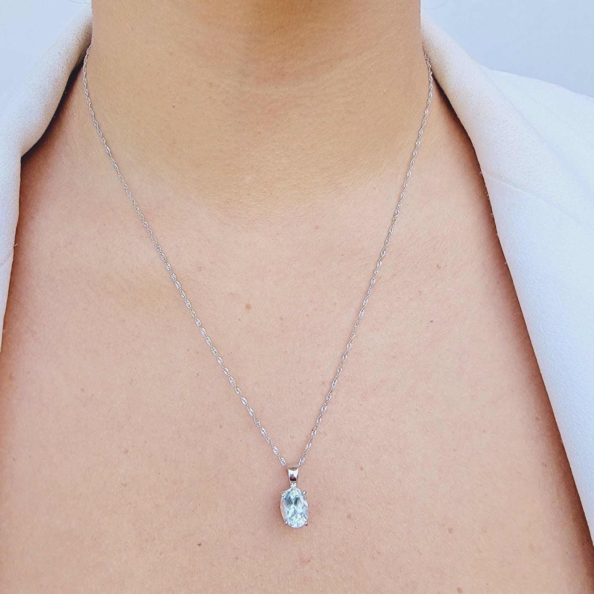 Natural Aquamarine Heart Necklace - Uniquelan Jewelry