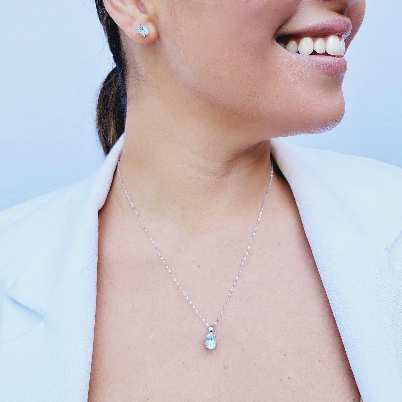 Real Aquamarine Heart Jewelry Set - Uniquelan Jewelry