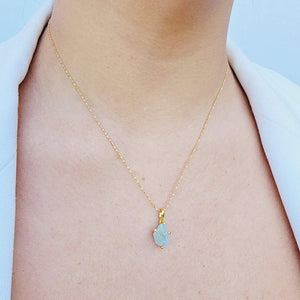 Genuine Raw Aquamarine Pendant Necklace - Uniquelan Jewelry