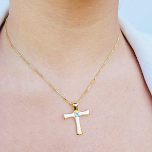 Real Aquamarine Cross Necklace - Uniquelan Jewelry