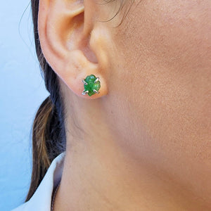 Raw Tsavorite Garnet Stud Earrings - Uniquelan Jewelry