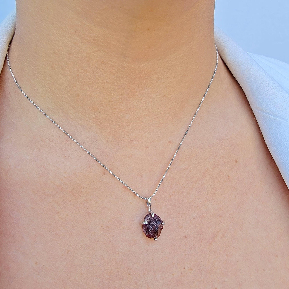 Genuine Raw Garnet Necklace - Uniquelan Jewelry