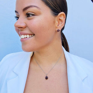 Genuine Raw Garnet Stud Earrings - Uniquelan Jewelry