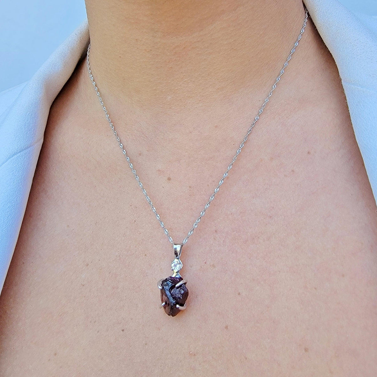 Raw Spessartine Garnet Necklace - Uniquelan Jewelry