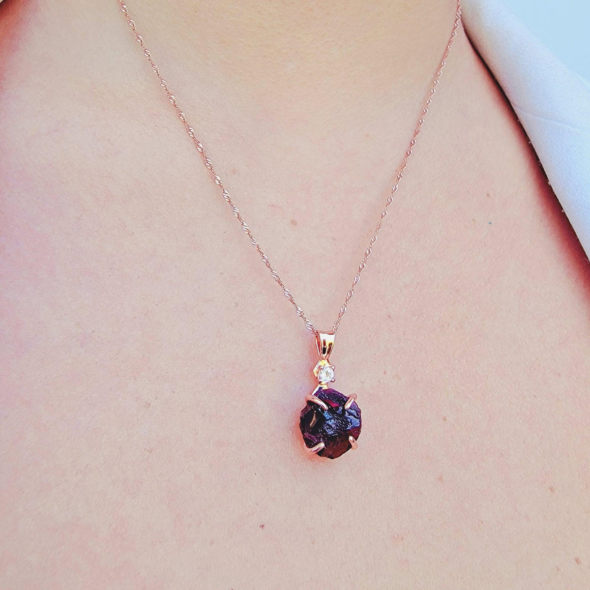 Raw Spessartine Garnet Necklace Set - Uniquelan Jewelry