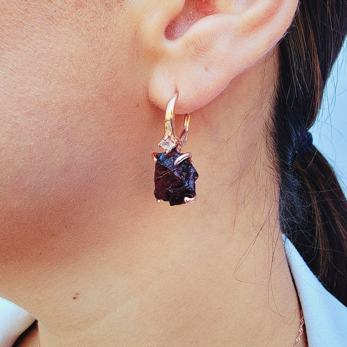 Raw Spessartine Garnet Necklace Set - Uniquelan Jewelry