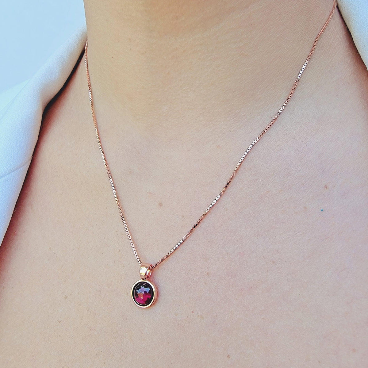 Real Garnet Bezel Necklace - Uniquelan Jewelry