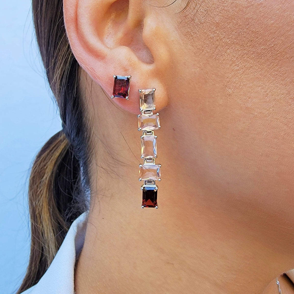 Garnet Signature Drop Earrings - Uniquelan Jewelry