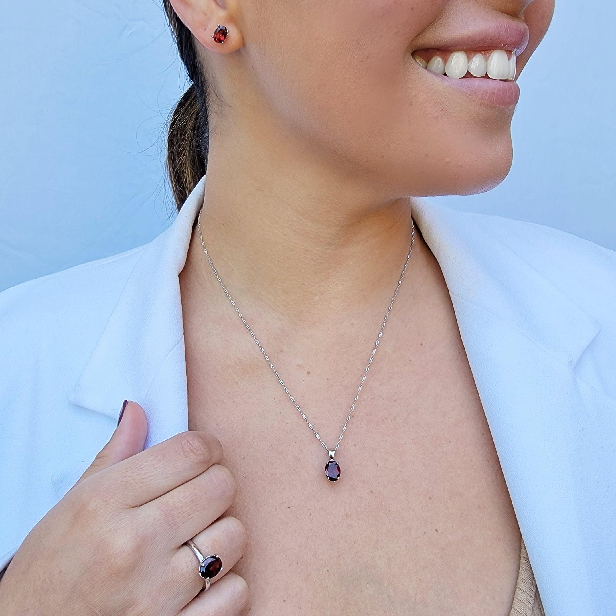 Genuine Garnet Heart Set