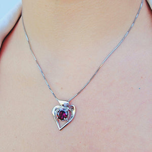 Genuine Garnet Heart Necklace - Uniquelan Jewelry