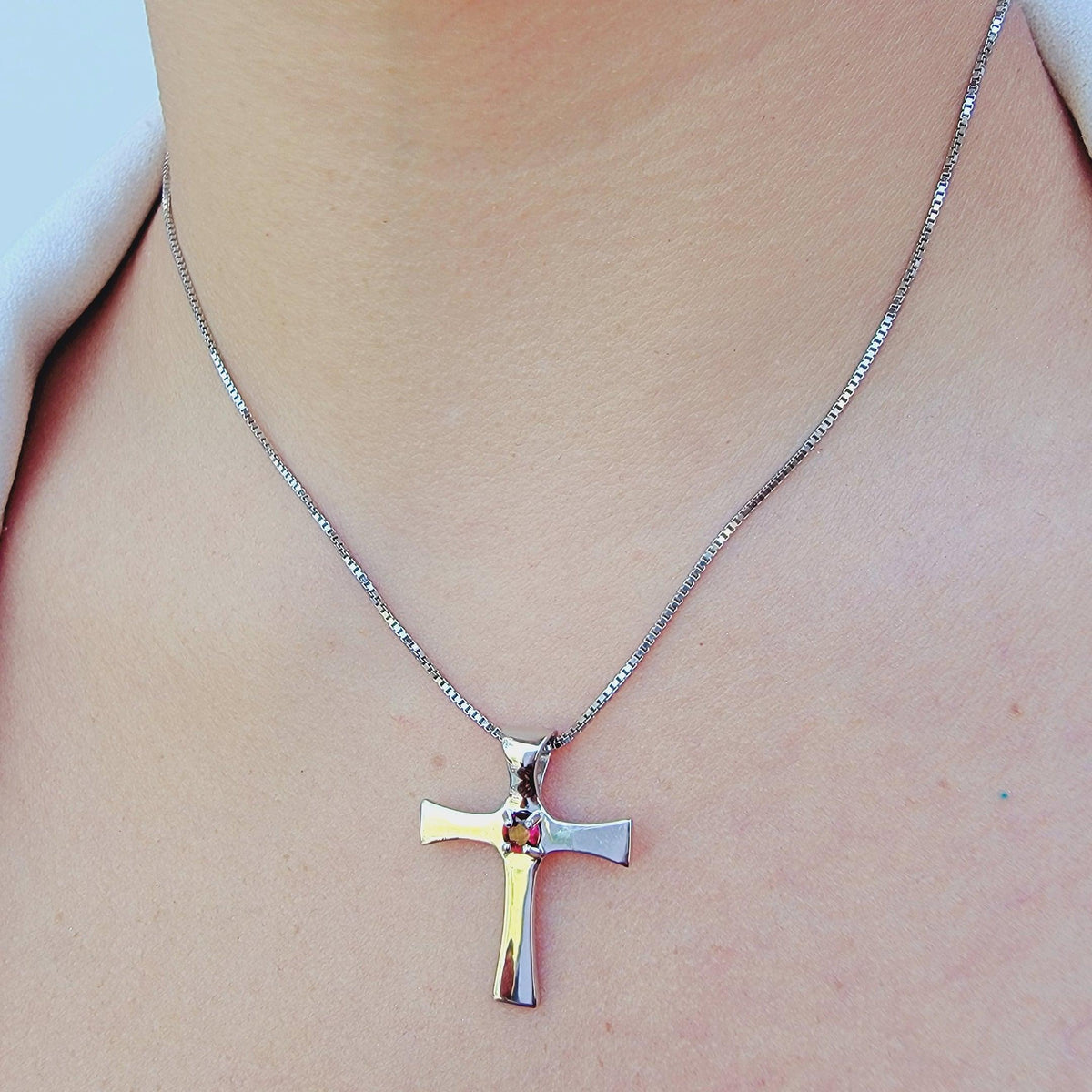 Real Garnet Cross Necklace - Uniquelan Jewelry