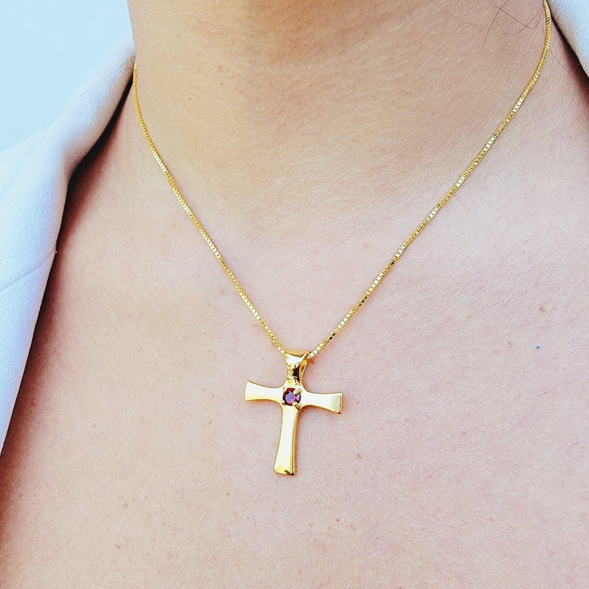 Real Garnet Cross Necklace - Uniquelan Jewelry