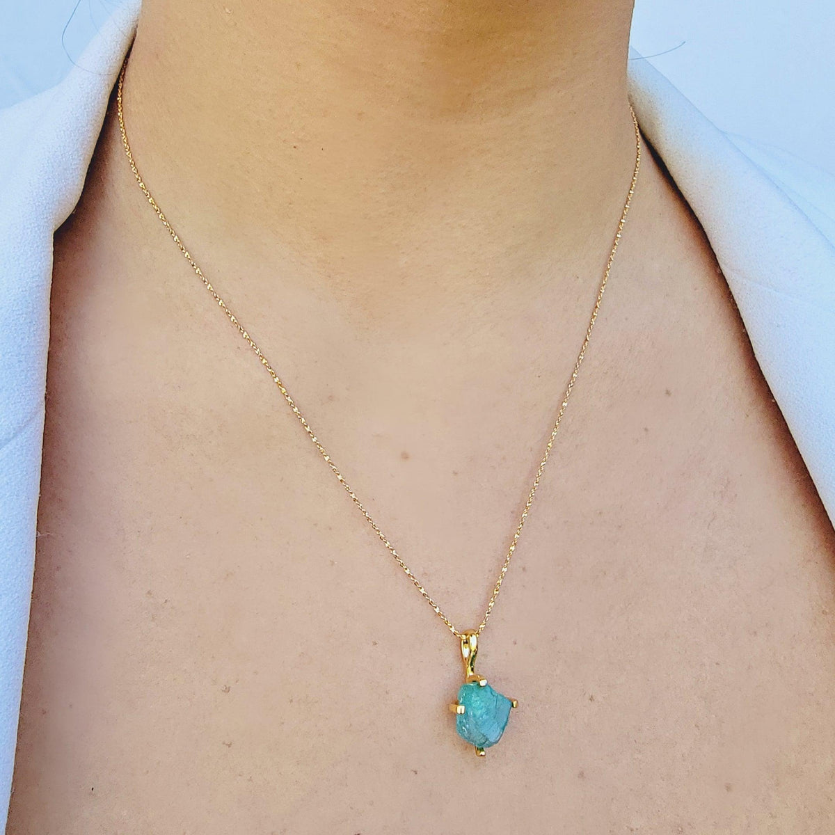Genuine Raw Apatite Necklace - Uniquelan Jewelry