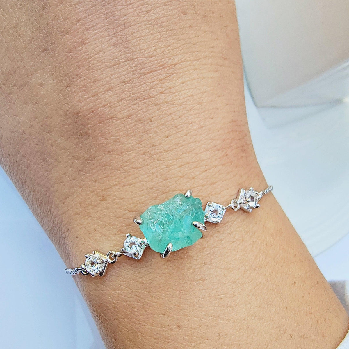 Raw Apatite Chain Bracelet - Uniquelan Jewelry