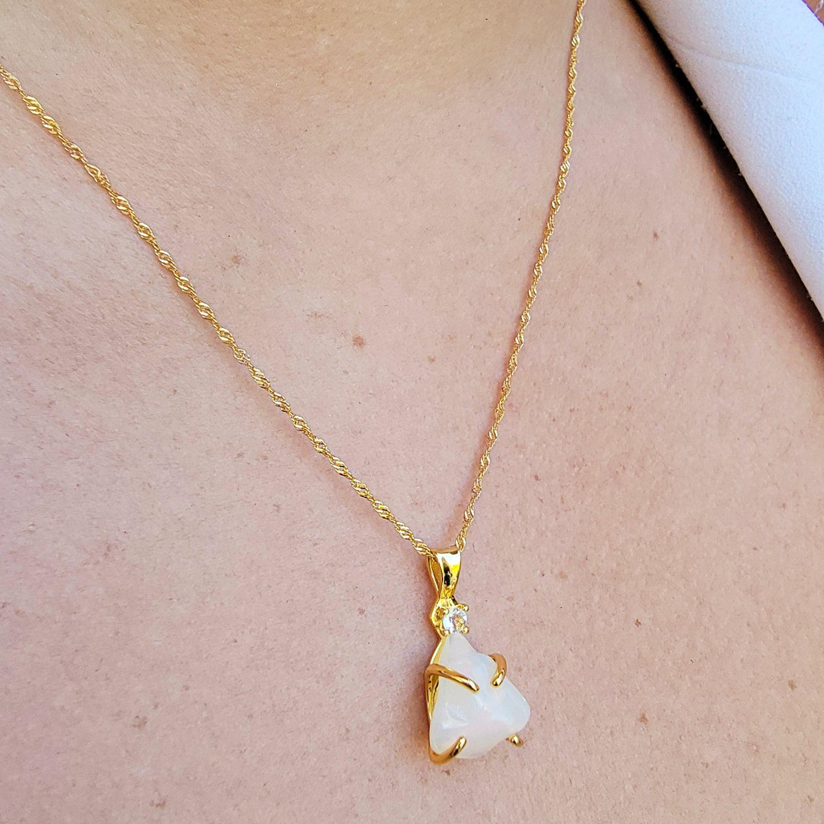 Raw Fire Opal Crystal Necklace - Uniquelan Jewelry