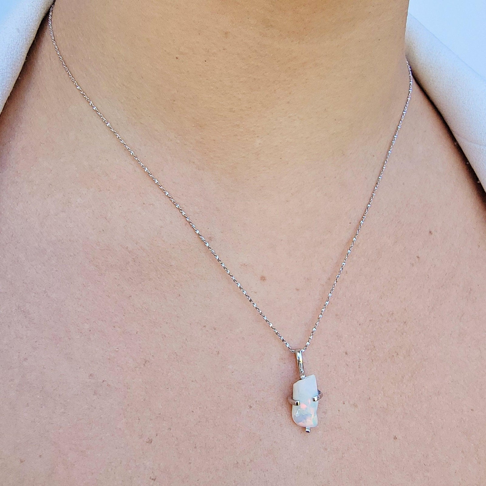 Genuine Raw Opal Pendant Necklace - Uniquelan Jewelry