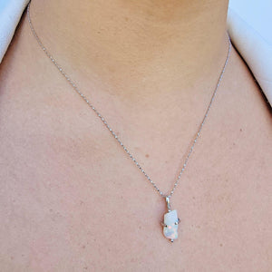 Genuine Raw Opal Pendant Necklace - Uniquelan Jewelry