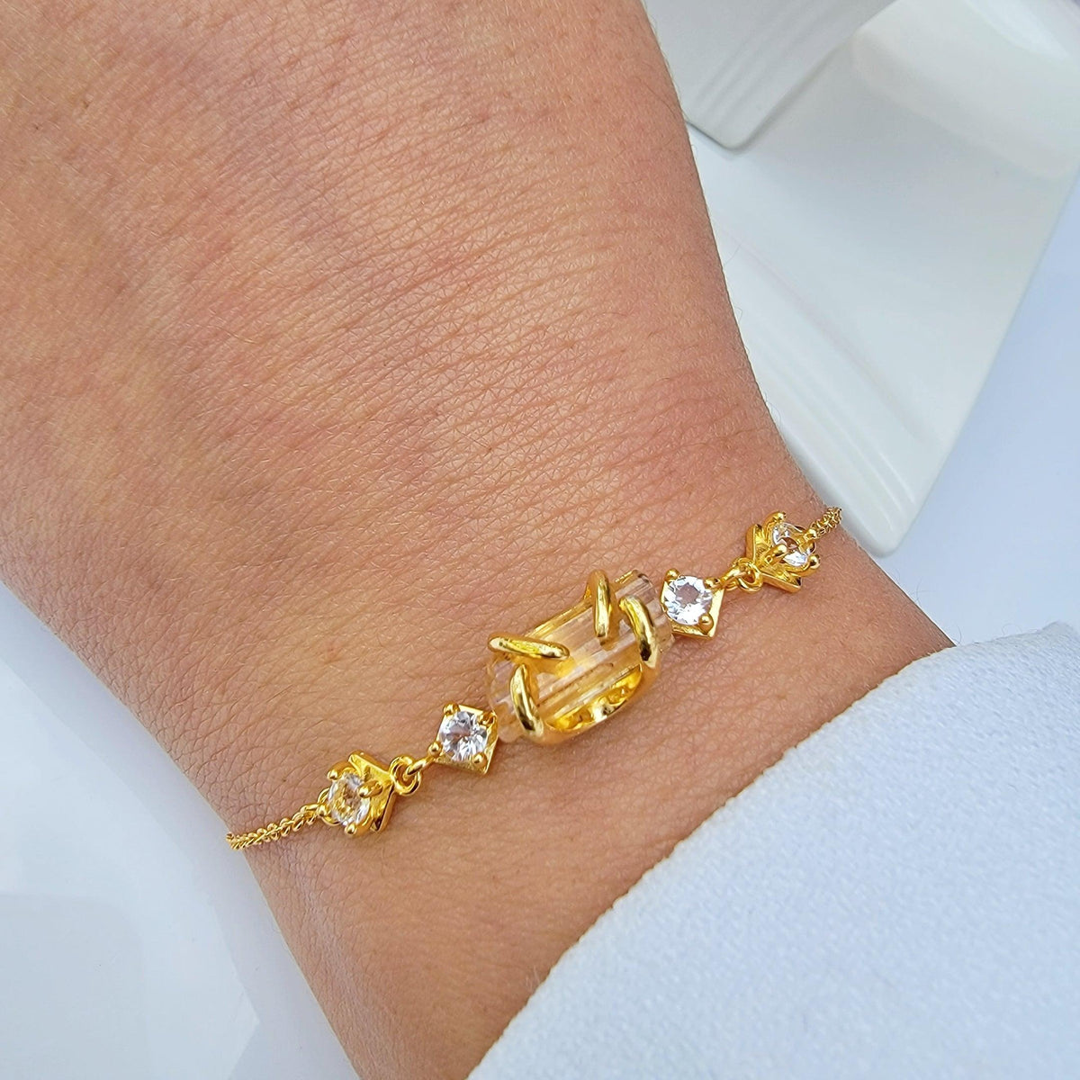 Raw Imperial Topaz Chain Bracelet - Uniquelan Jewelry