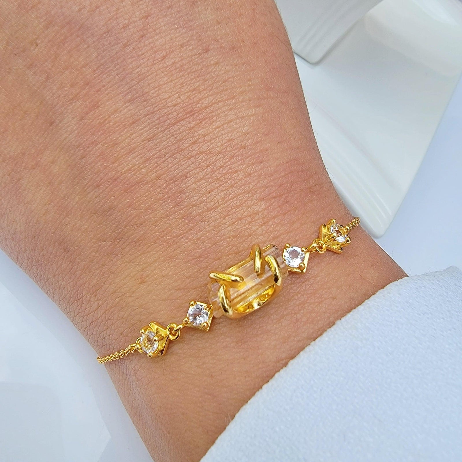 Raw Imperial Topaz Chain Bracelet - Uniquelan Jewelry