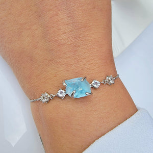 Raw Swiss Blue Topaz Bracelet - Uniquelan Jewelry