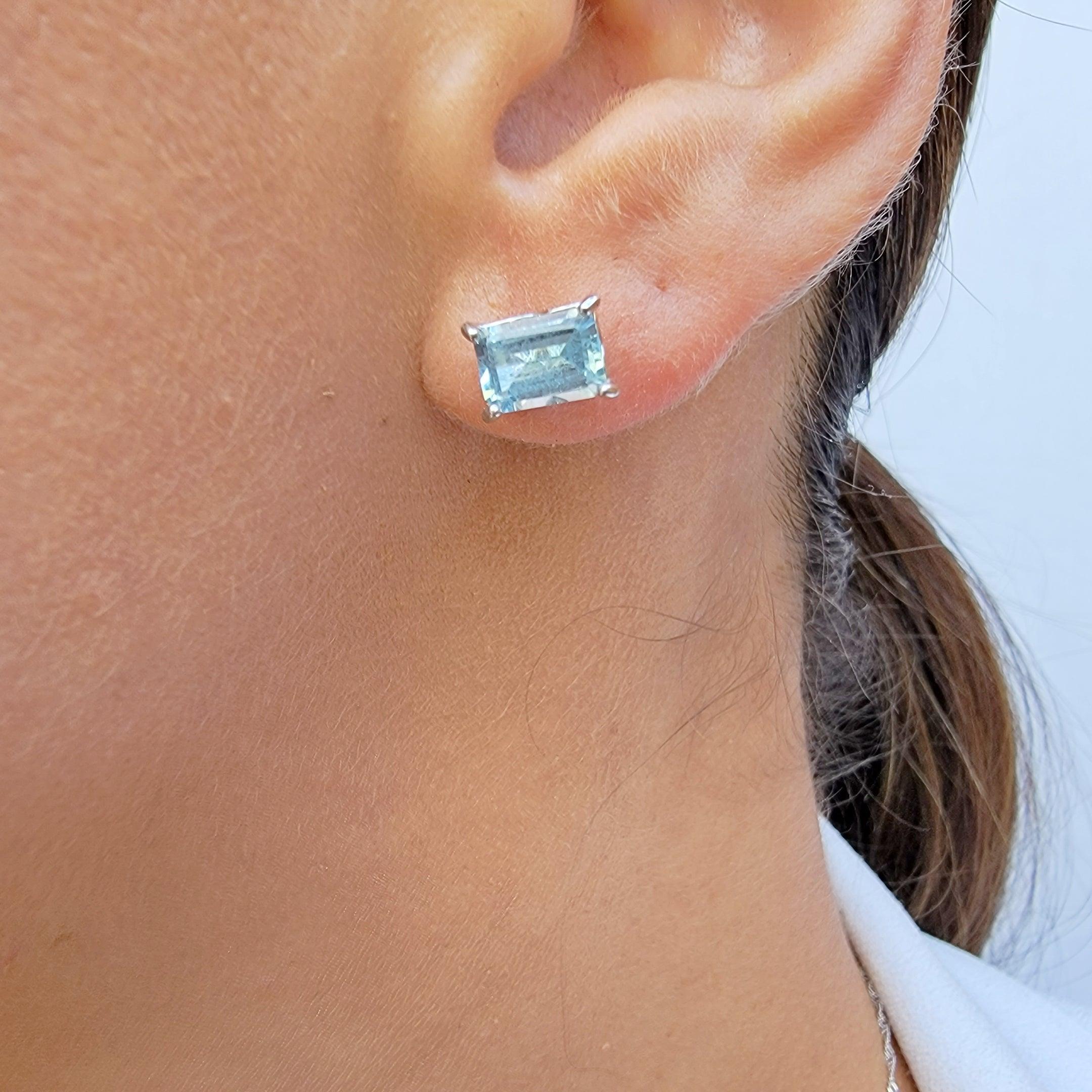 Real Topaz Heart Stud Earrings