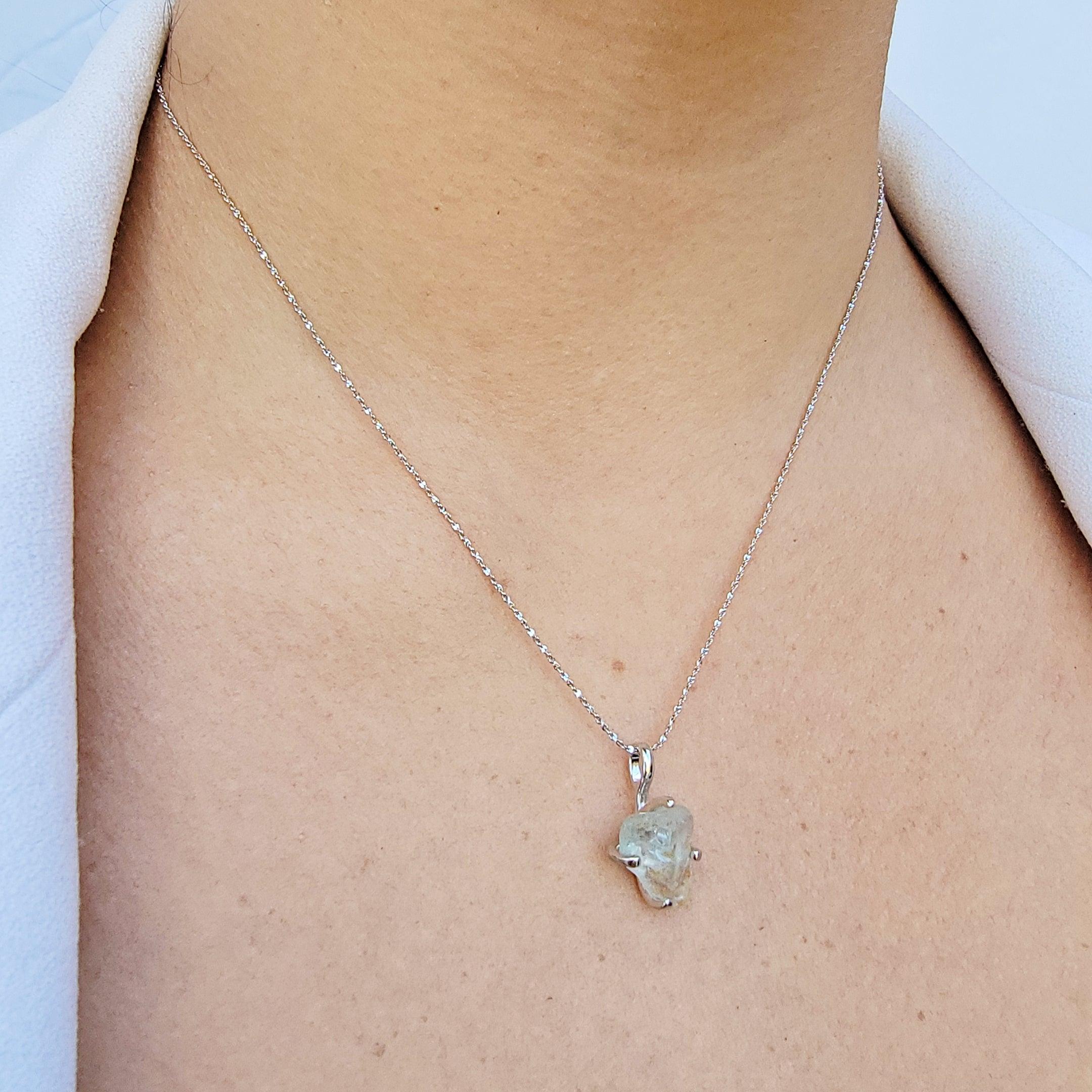 Raw 2024 Sky Blue Topaz Necklace Sterling Silver Topaz Blue Necklace Topaz Jewelry Raw Stone Necklace December Birthstone Gift for Wife Best Gift