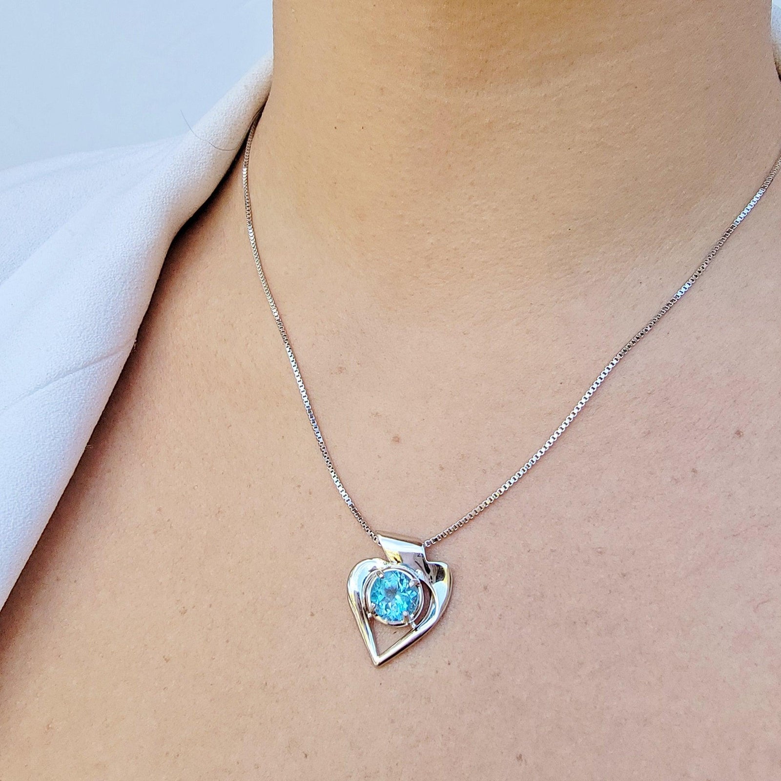 Genuine Topaz Heart Necklace - Uniquelan Jewelry