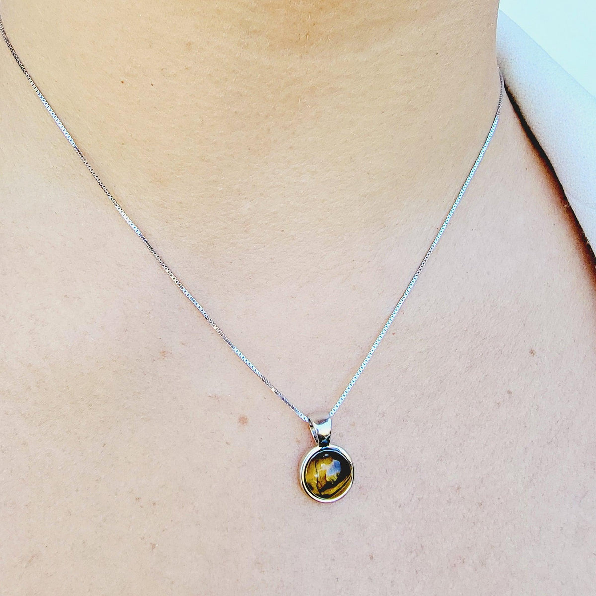 Real Tiger Eye Bezel Necklace - Uniquelan Jewelry