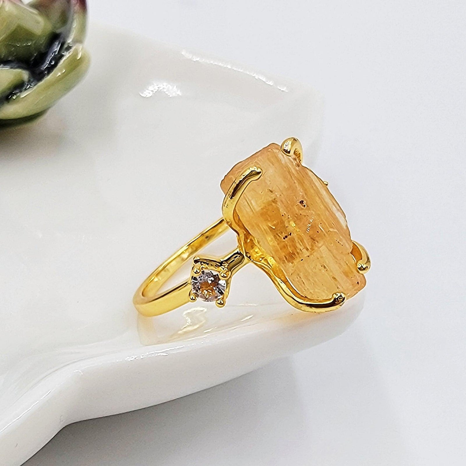 Raw Imperial Topaz Statement Ring - Uniquelan Jewelry