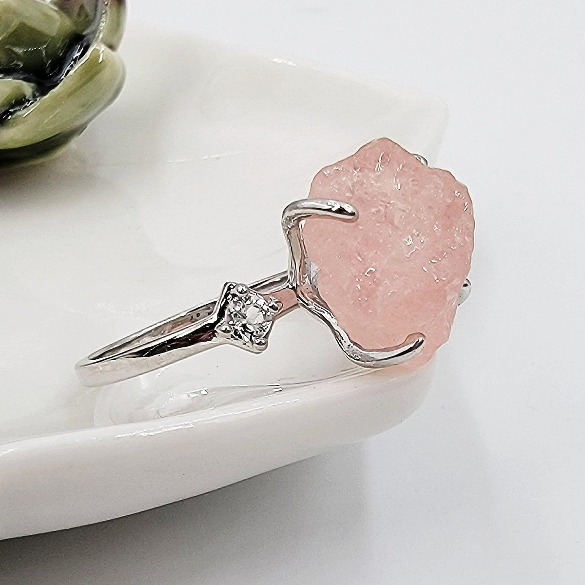 Raw Morganite Statement Ring - Uniquelan Jewelry