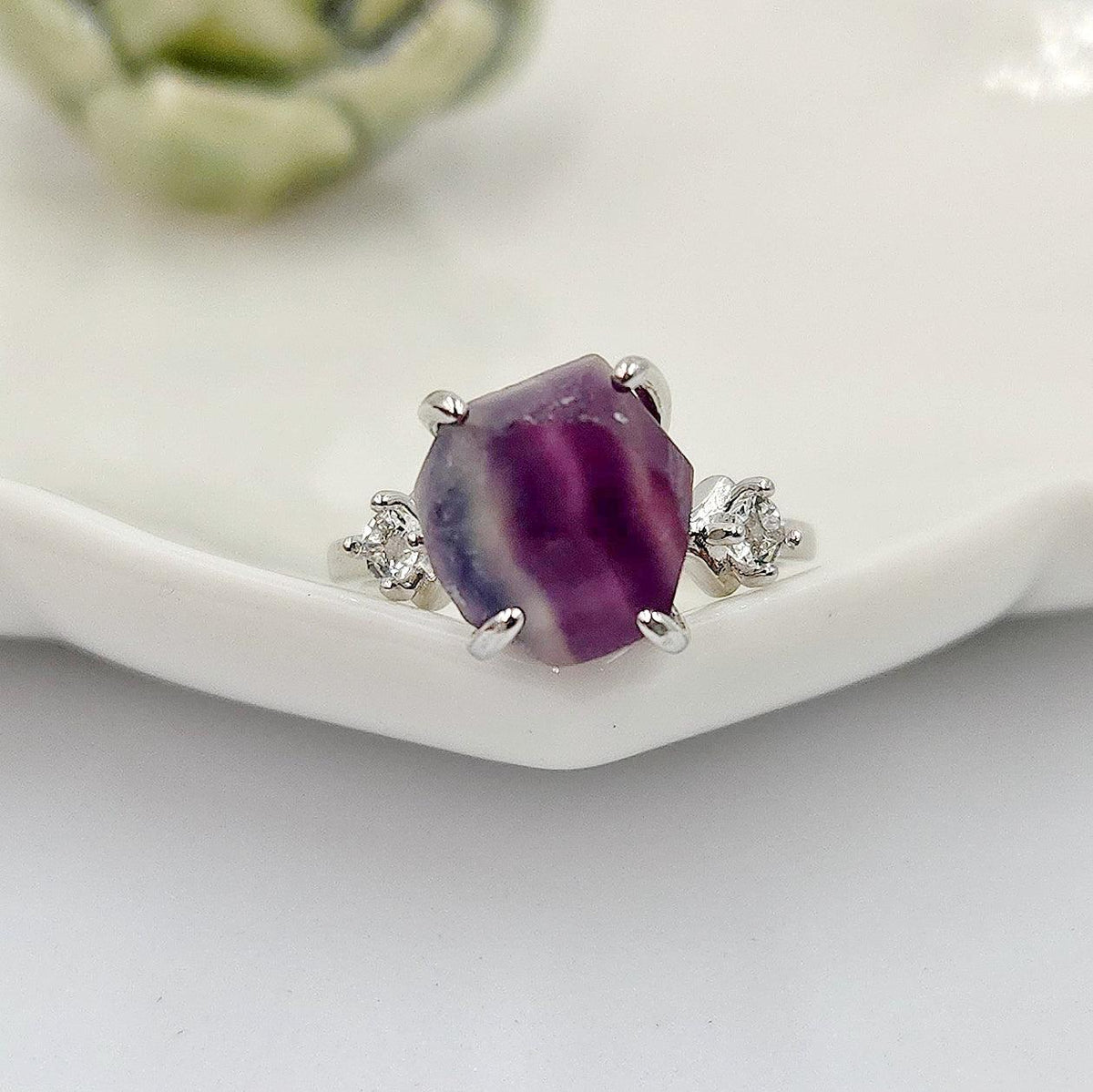 Raw Fluorite Statement Ring - Uniquelan Jewelry