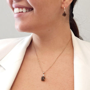 Raw Smoky Quartz Necklace and Drop Earrings Set - Uniquelan Jewelry