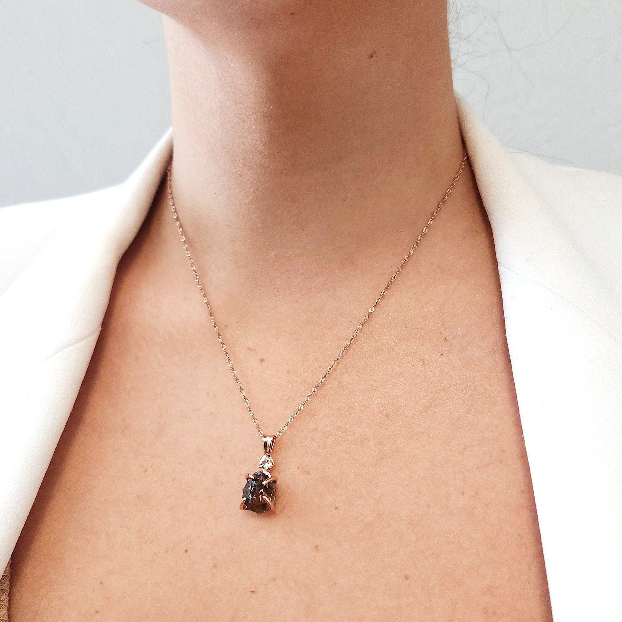 Raw Smoky Quartz Necklace - Uniquelan Jewelry