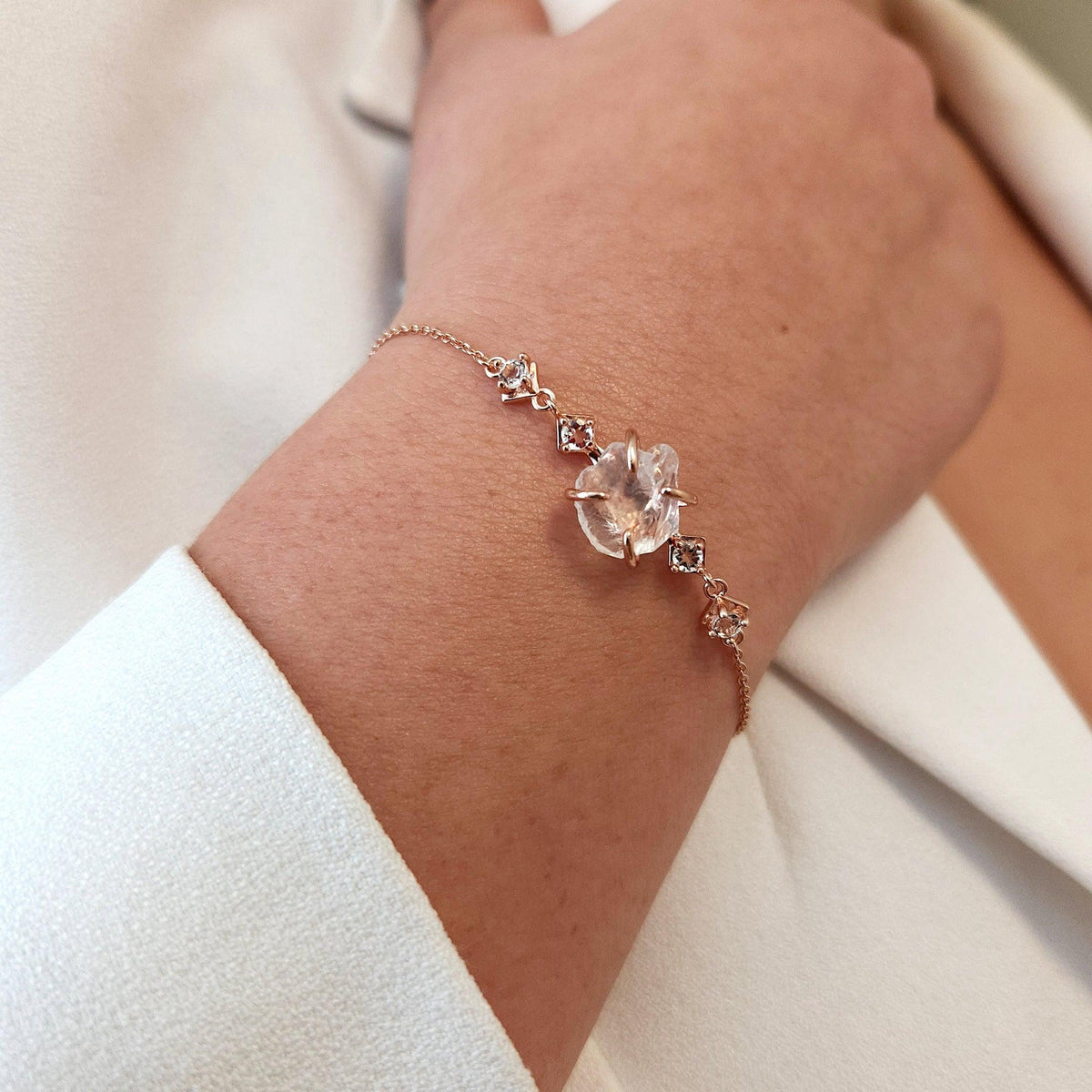 Raw Clear Quartz Chain Bracelet - Uniquelan Jewelry