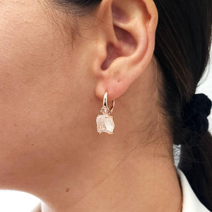Raw Clear Quartz Drop Earrings - Uniquelan Jewelry