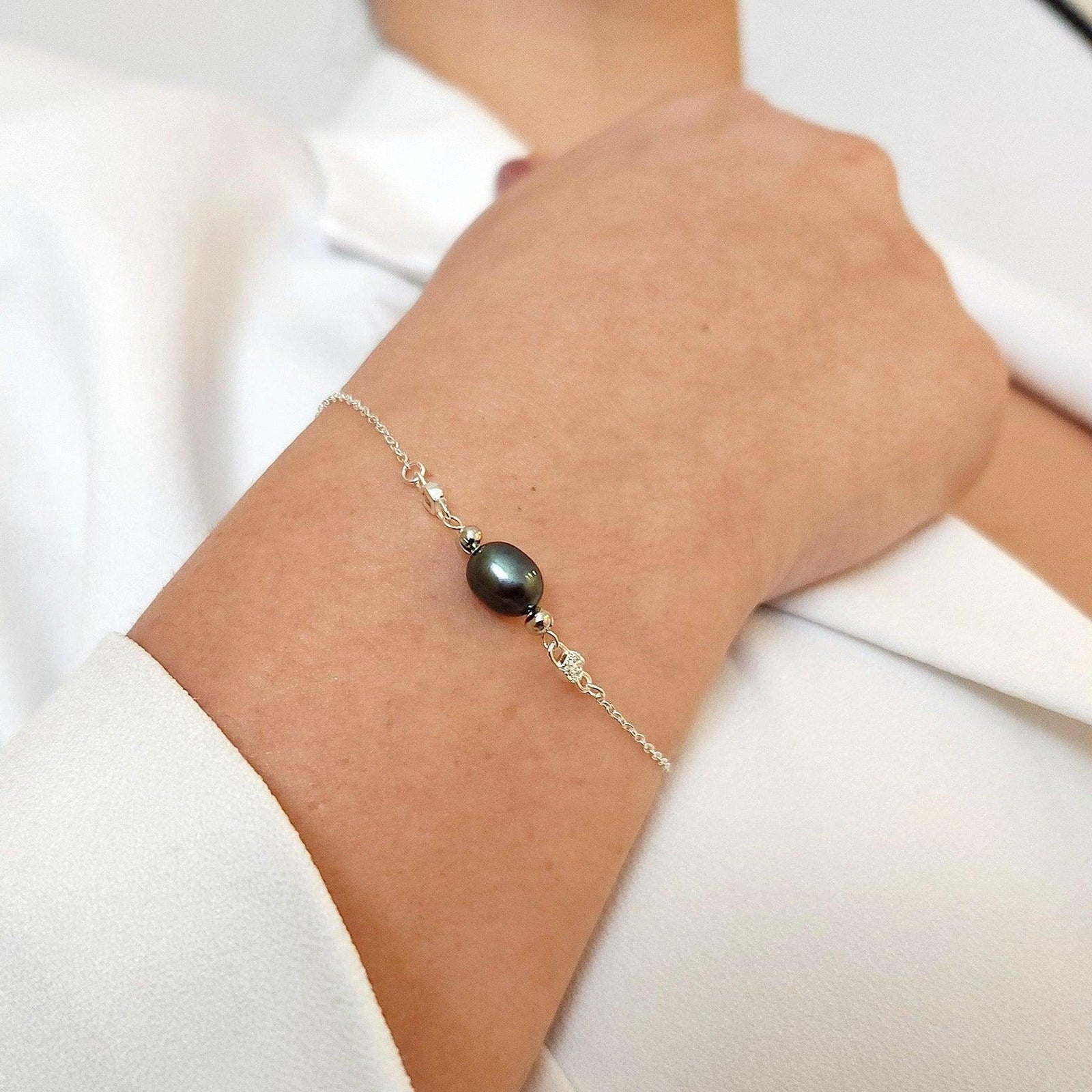 Black Pearl Chain Bracelet - Uniquelan Jewelry