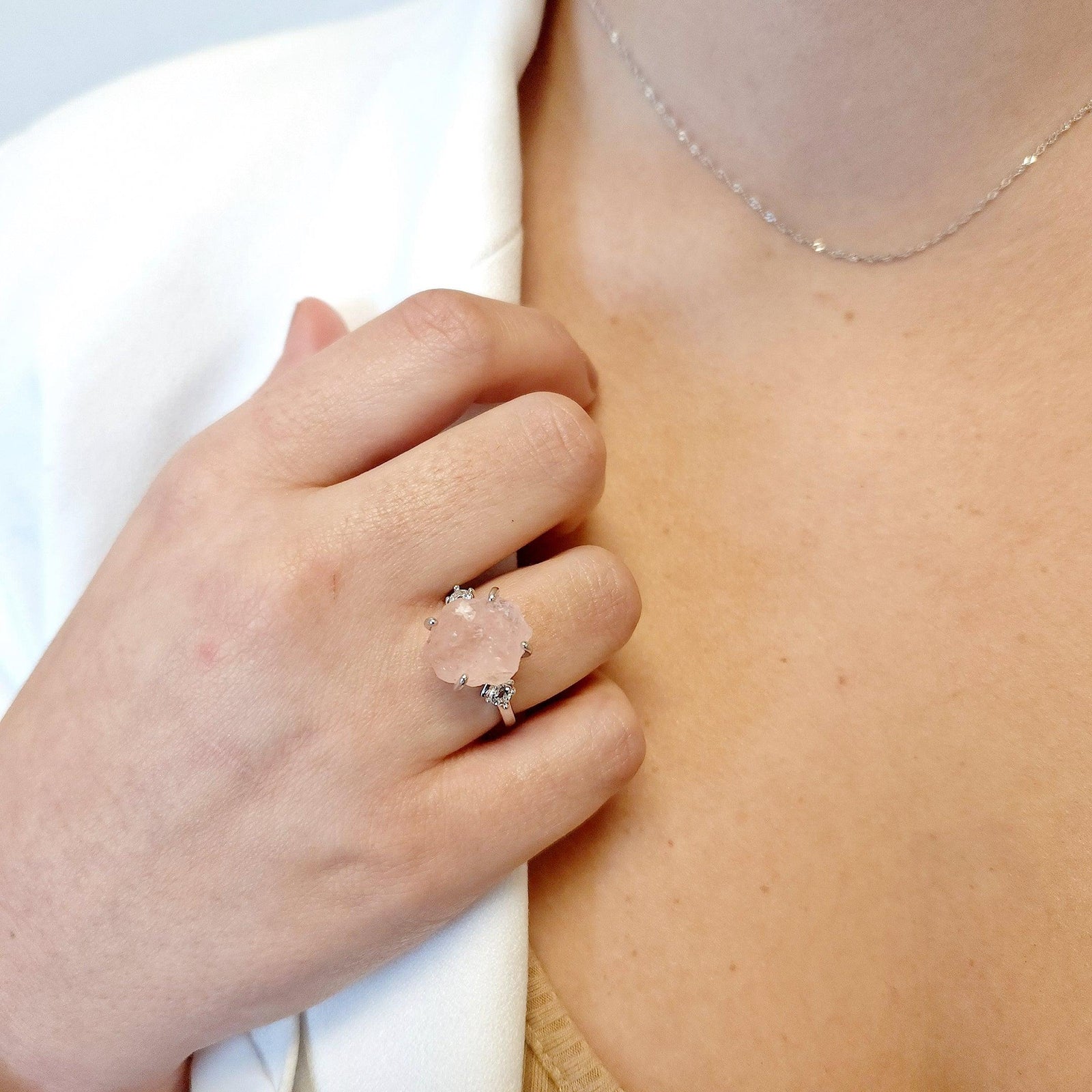 Raw Morganite Statement Ring - Uniquelan Jewelry