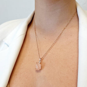 Raw Morganite Necklace - Uniquelan Jewelry