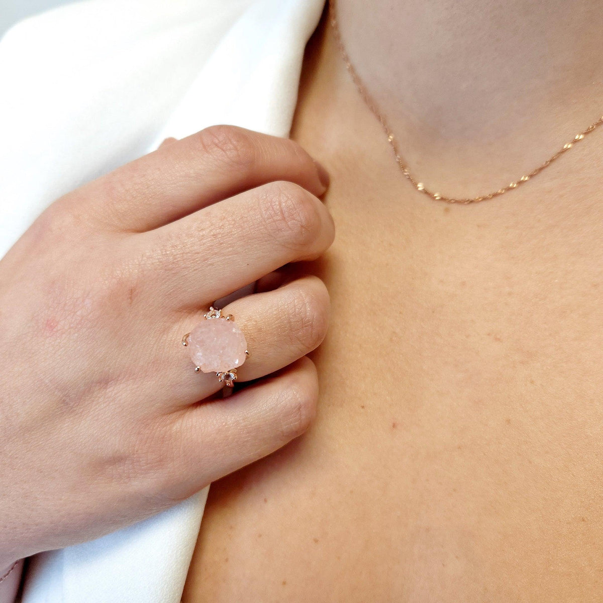 Raw Morganite Statement Ring - Uniquelan Jewelry