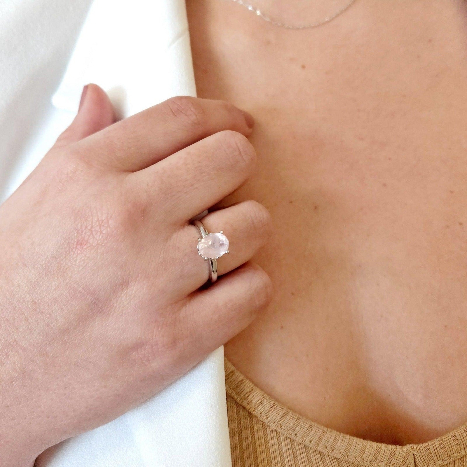 Natural Morganite Heart Ring - Uniquelan Jewelry