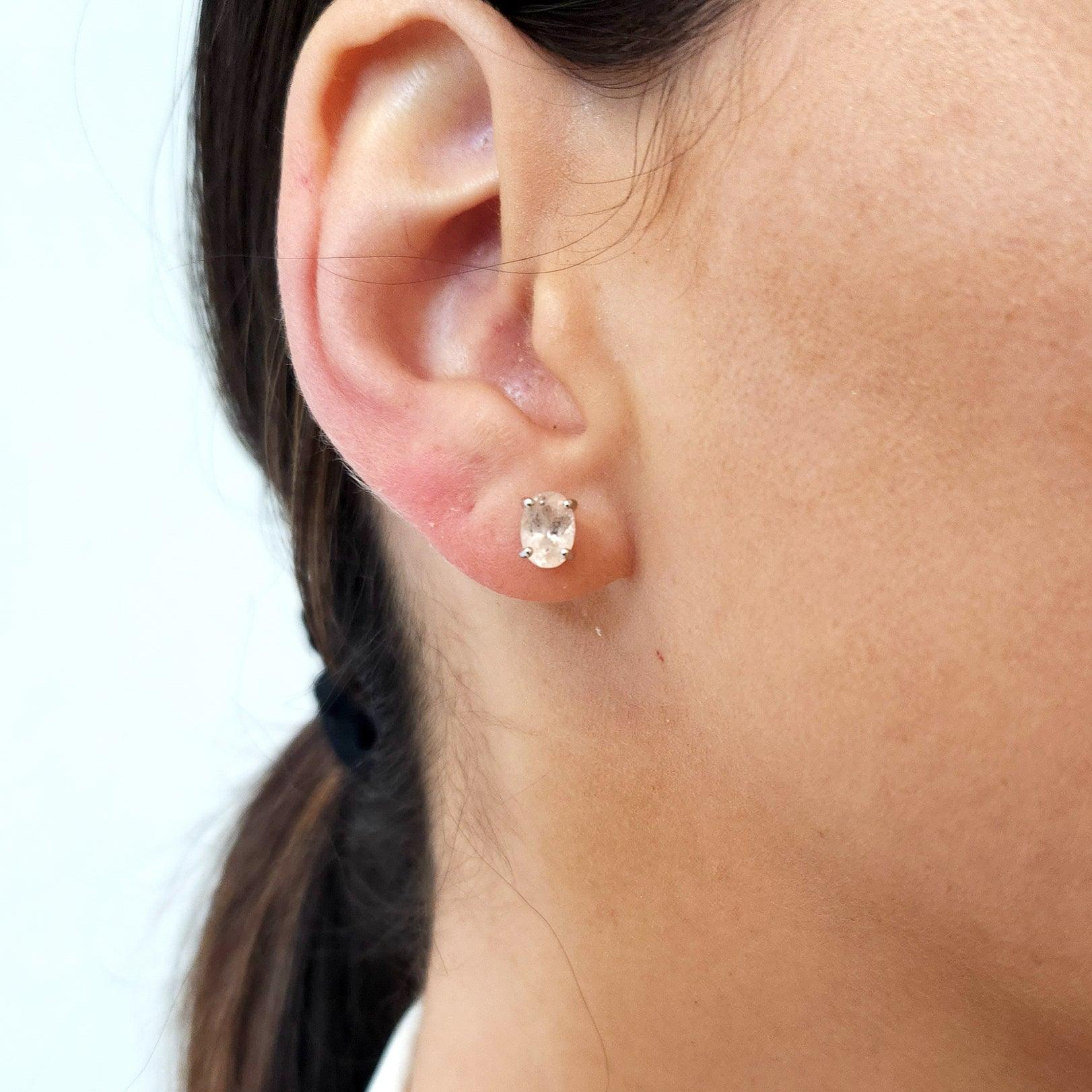 Authentic Oval Morganite Heart Earrings