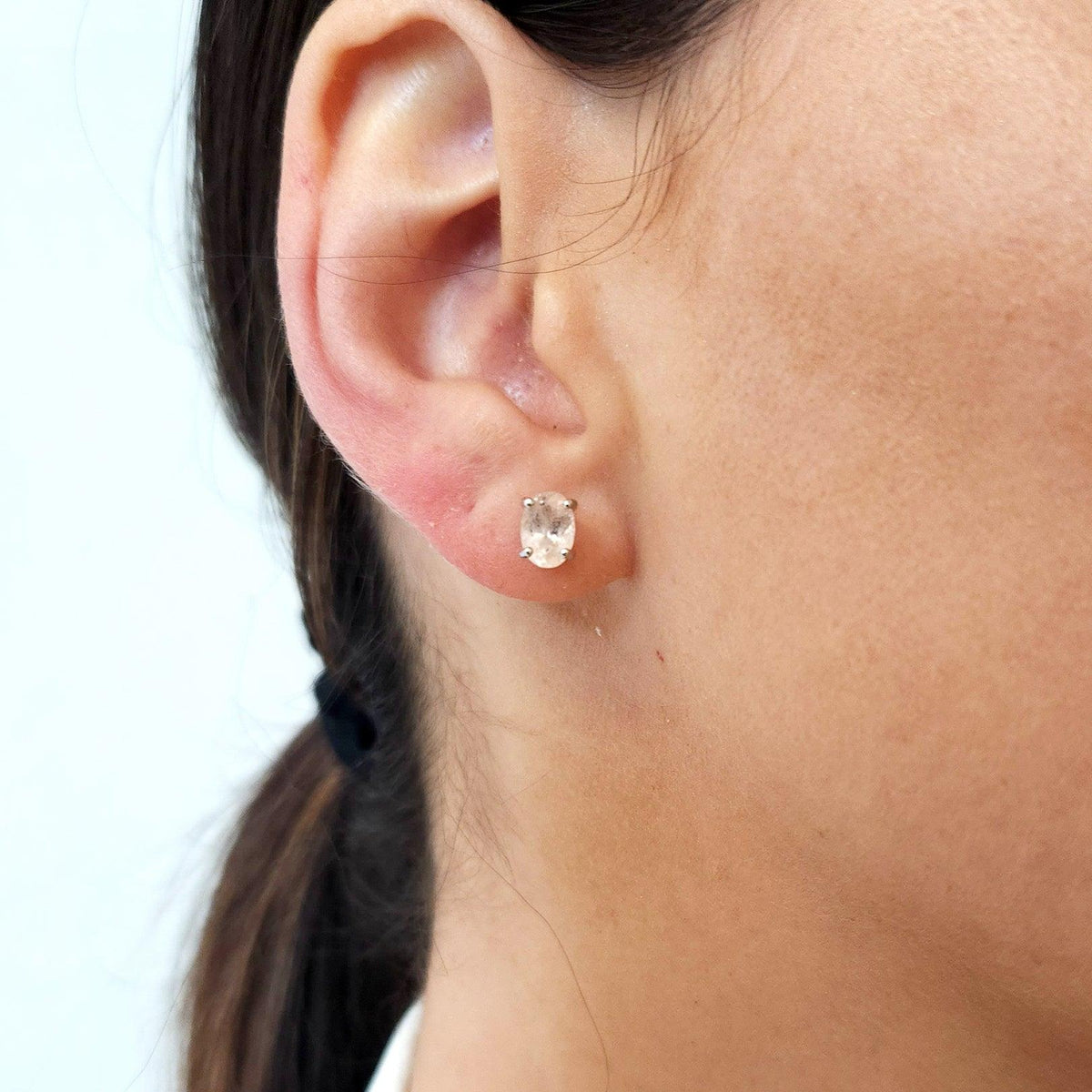 Authentic Oval Morganite Heart Earrings - Uniquelan Jewelry