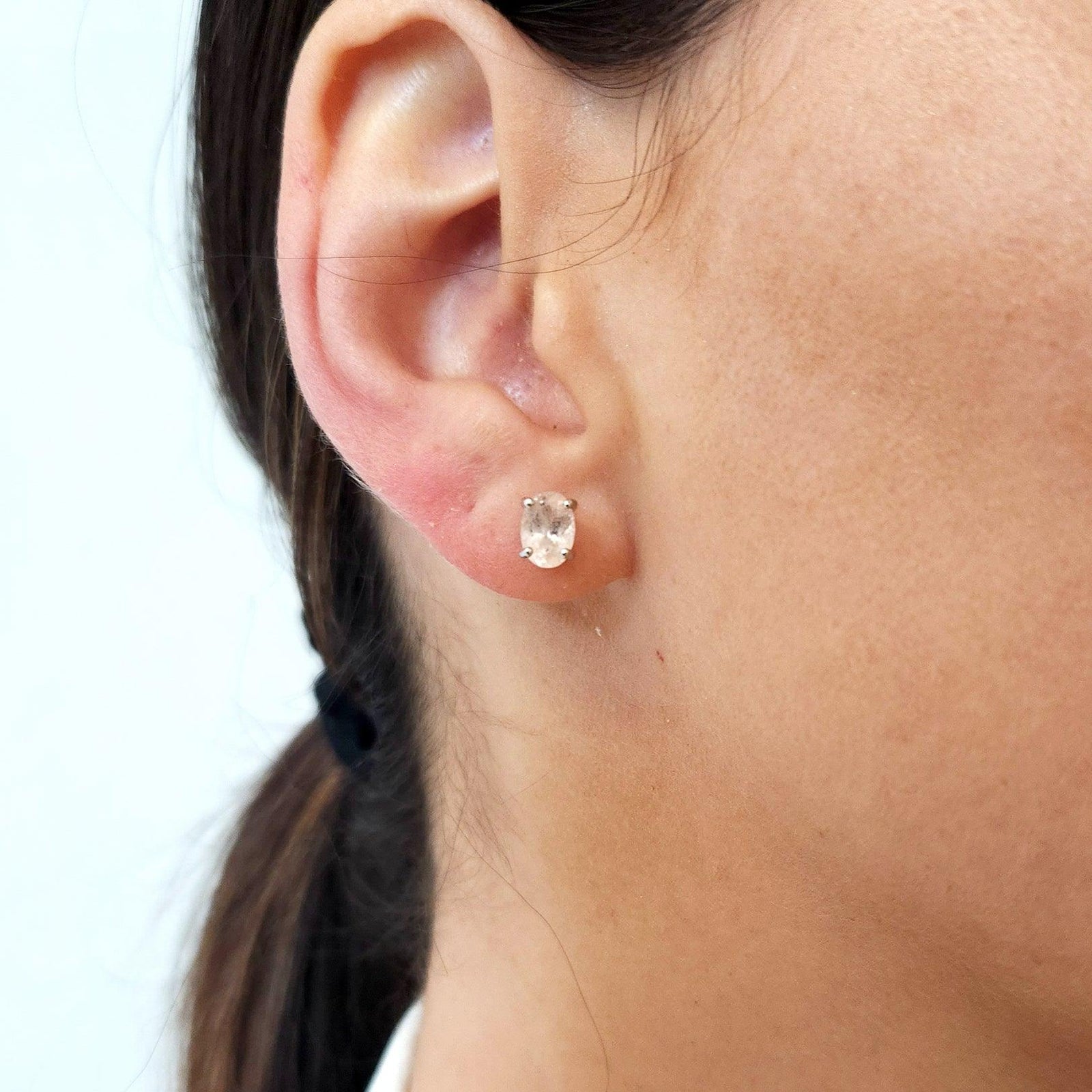 Authentic Oval Morganite Heart Earrings - Uniquelan Jewelry